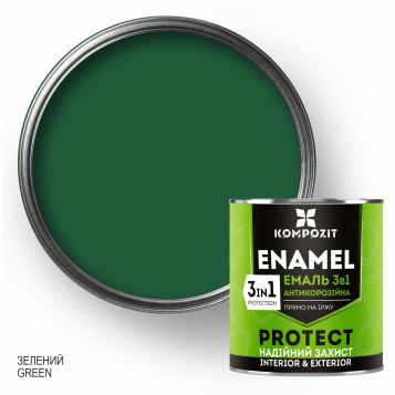 Емаль Kompozit антикорозійна 3 в 1 зелений шовковистий мат 2,7 кг